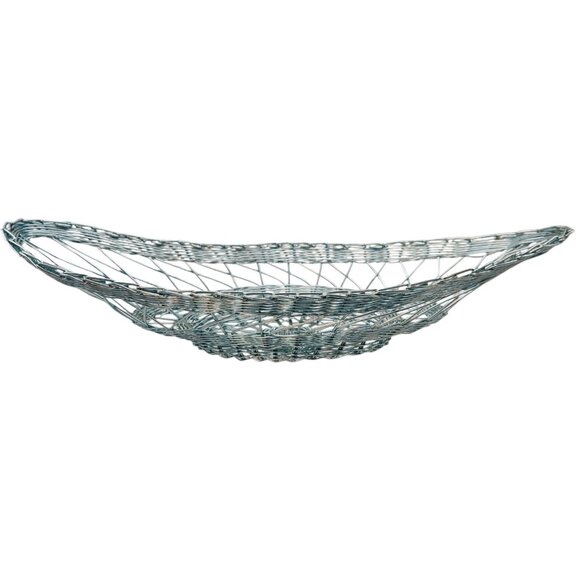 Vintage Woven Wire Breadbasket Metallic Blue Boat Shaped 14" Long MCM - Picture 2 of 6